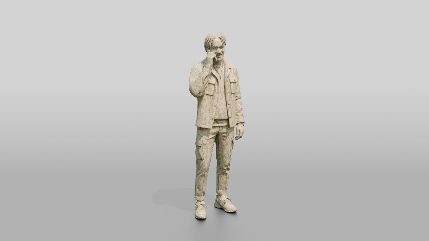 Man on the Phone in a Grey Jacket