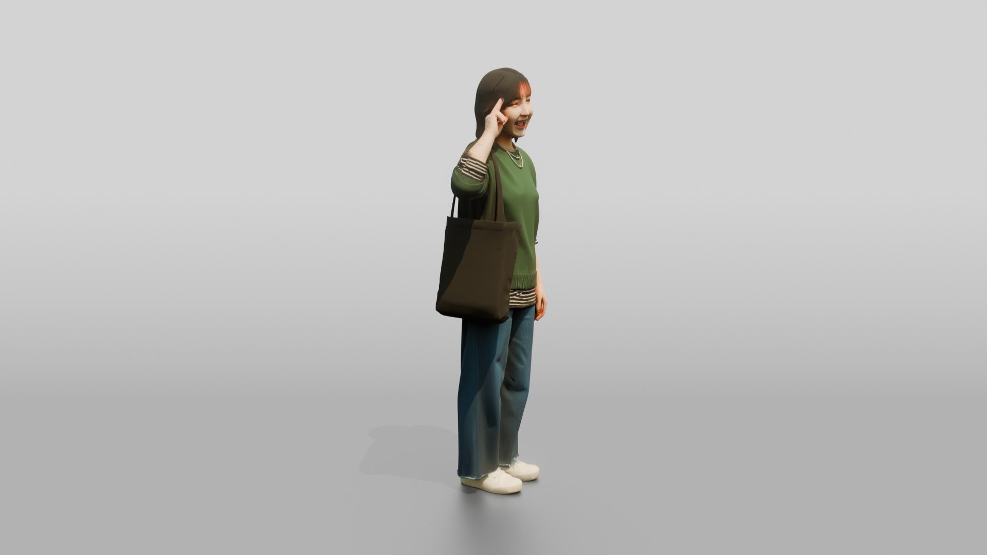 Asian Woman Making a Peace Sign