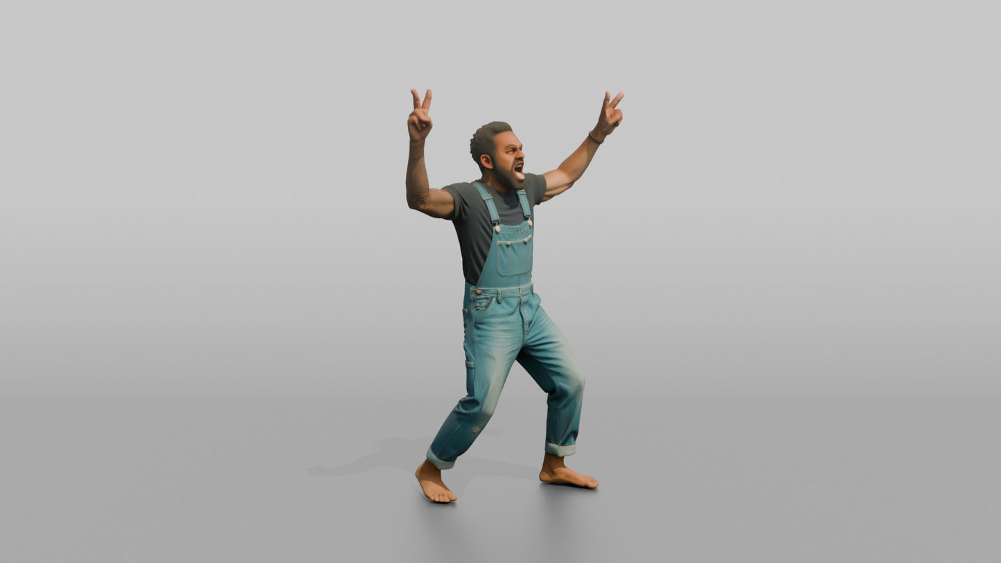 Protester Man Making Peace Signs
