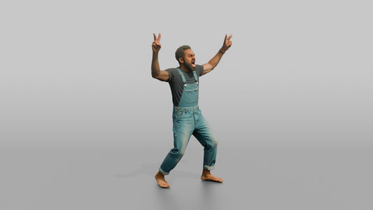 Protester Man Making Peace Signs - 3D character model, view 1