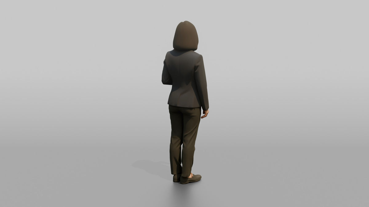 Receptionist Woman Holding A Luggage Tag - 3D character model, view 3