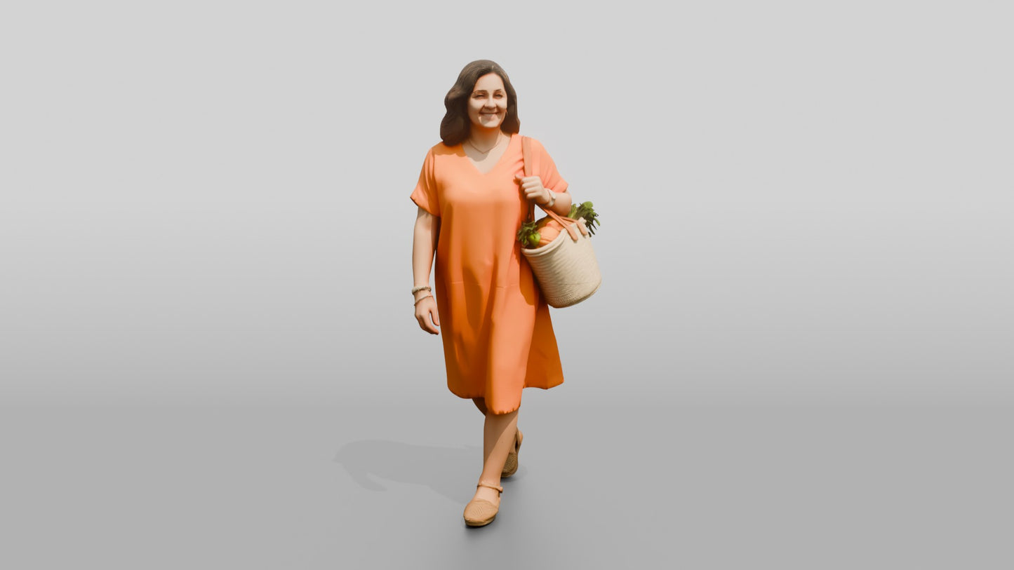 Middle-Aged Curvy Spanish Woman Carrying a Tote Bag