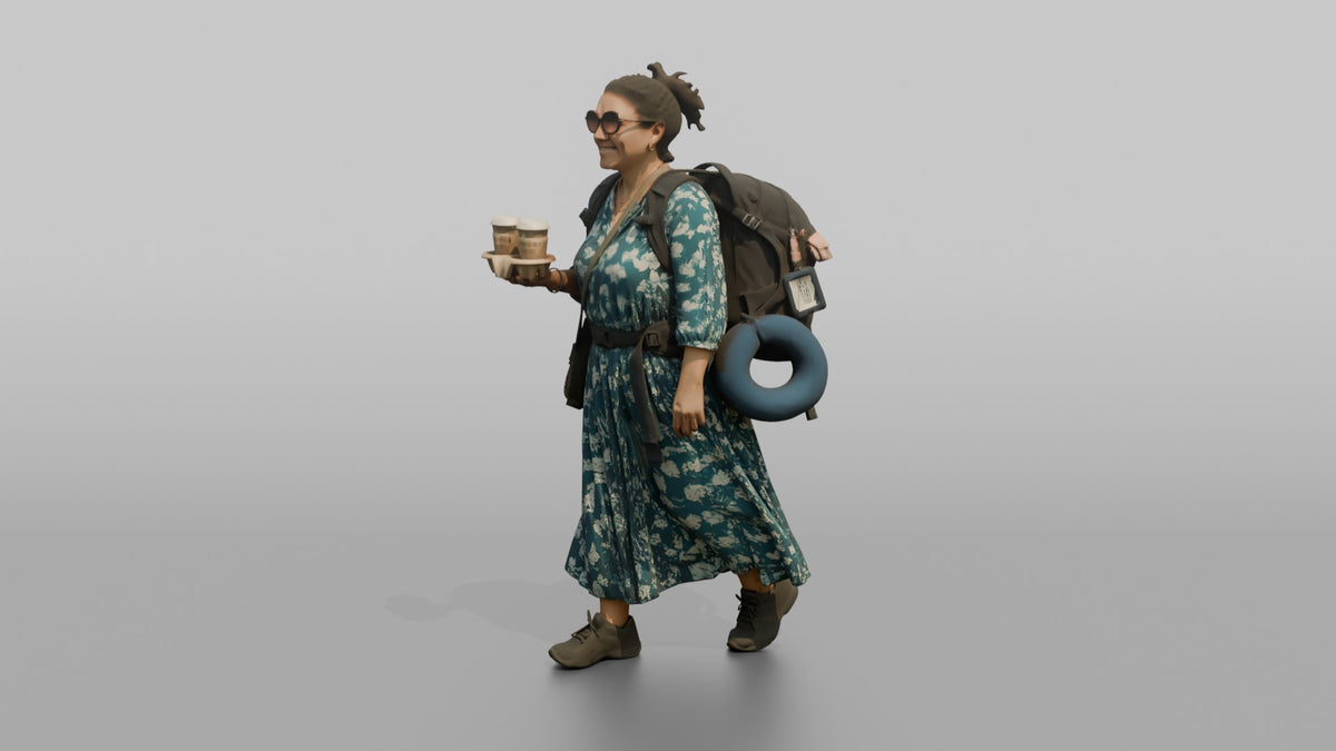 Traveler Adjusting His Neck Pillow - 3D character model, view 4