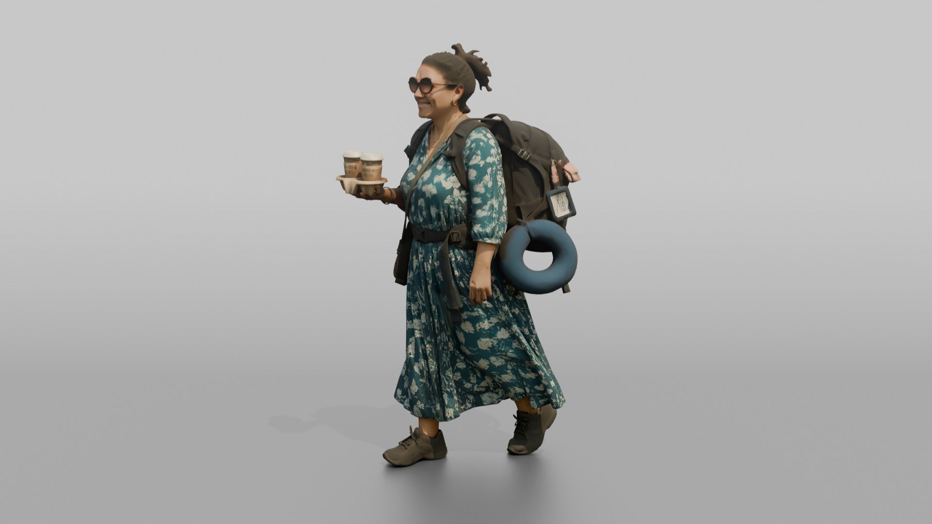 Traveler Adjusting His Neck Pillow