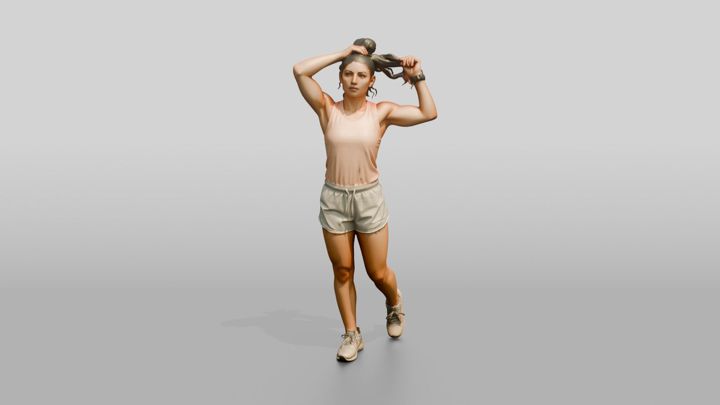 Athletic Greek Woman Tying Her Hair Back