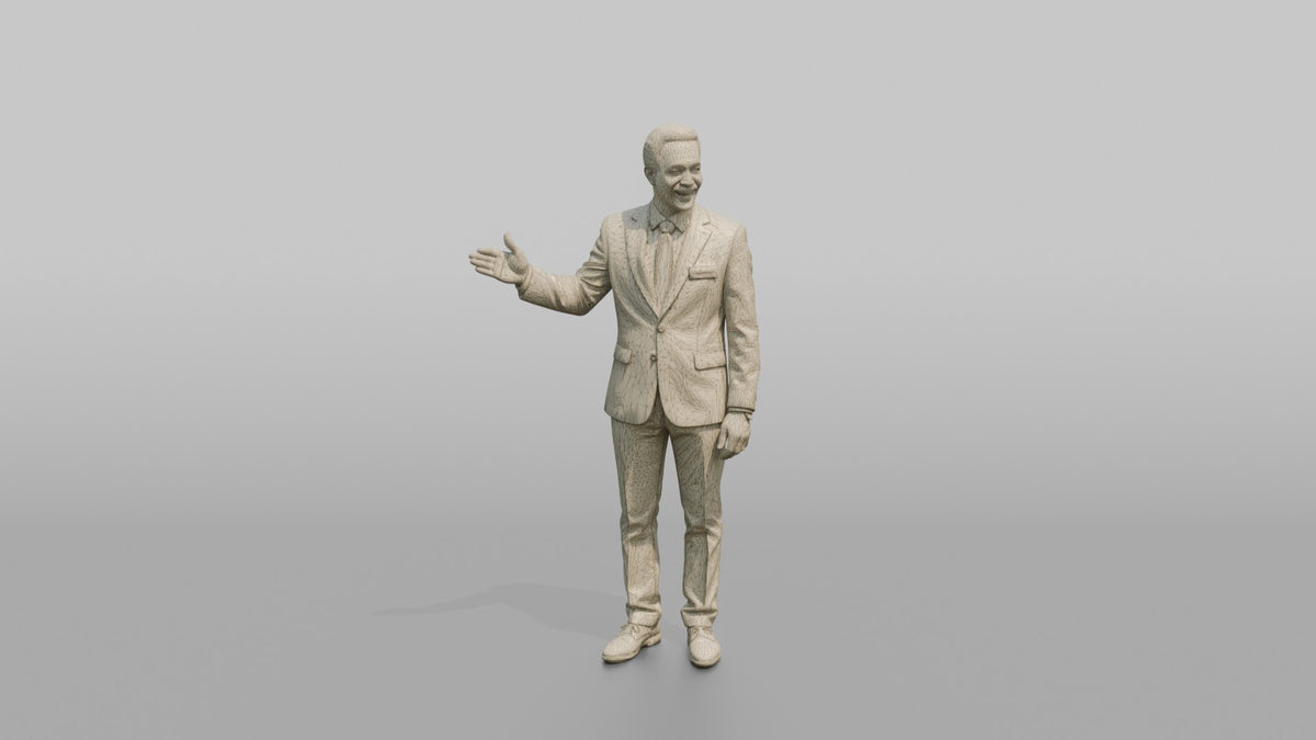 Host Man Gesturing This Way With One Arm - wireframe topology preview