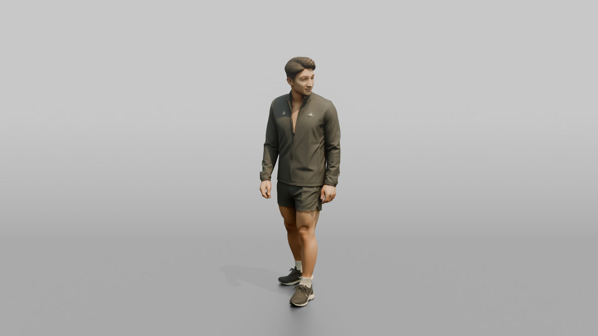 Fitness Influencer Man Standing At An Angle Looking Over One Shoulder - 3D character model, view 2