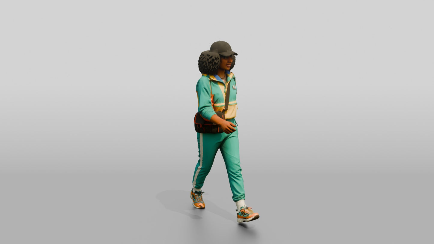 Afro-Latina Woman in Vibrant Windbreaker