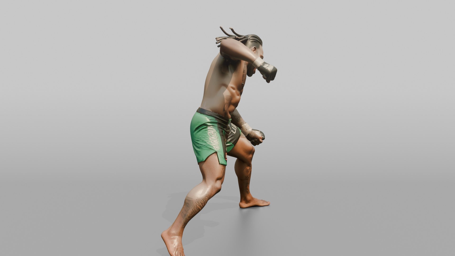MMA Fighter Sweeping Hammerfist Strike Downward