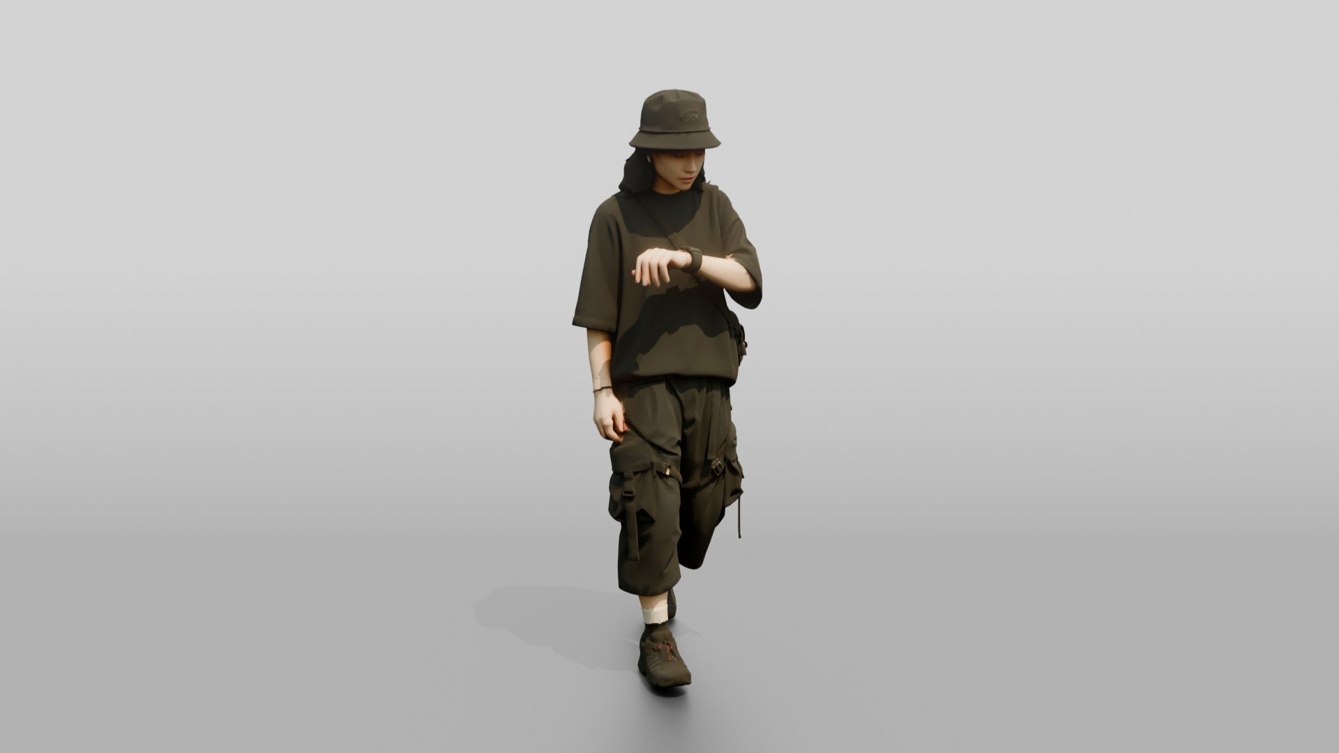 Streetwear Woman Checking Her Watch