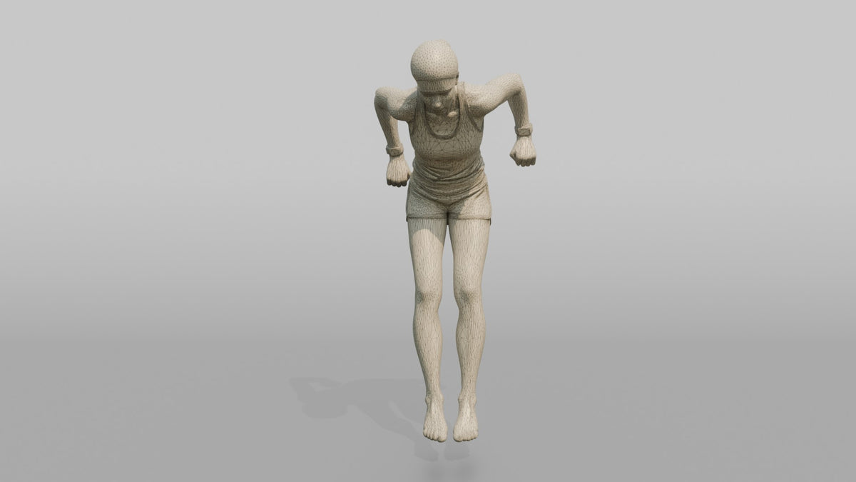 Bodyweight Athlete Woman Mid-rep Of A Tricep Dip - wireframe topology preview