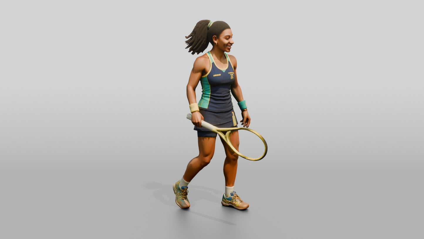 Female Tennis Player Grinning After a Close Miss