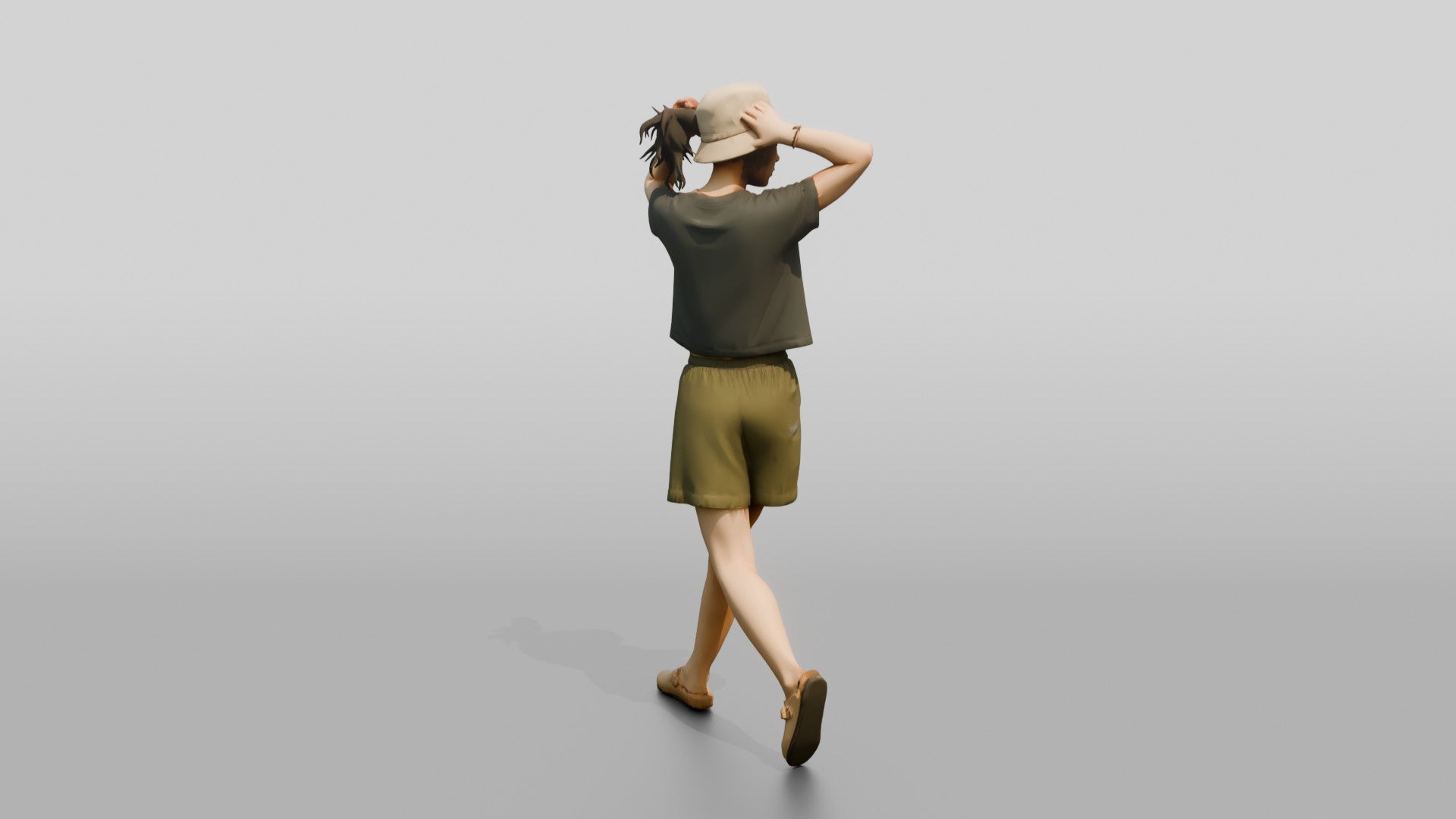 Woman Tying Back Her Hair