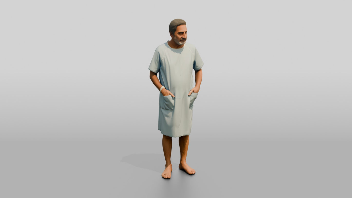 Elderly Man Patient Standing with Hands in Pockets