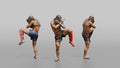 Muay Thai Fighter Shinguard Check and Forearm Block