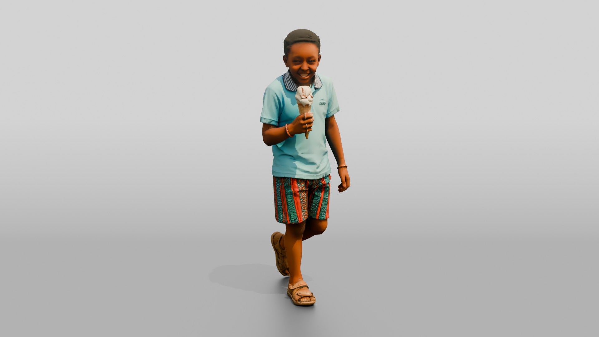 Young African Boy Holding an Ice Cream Cone