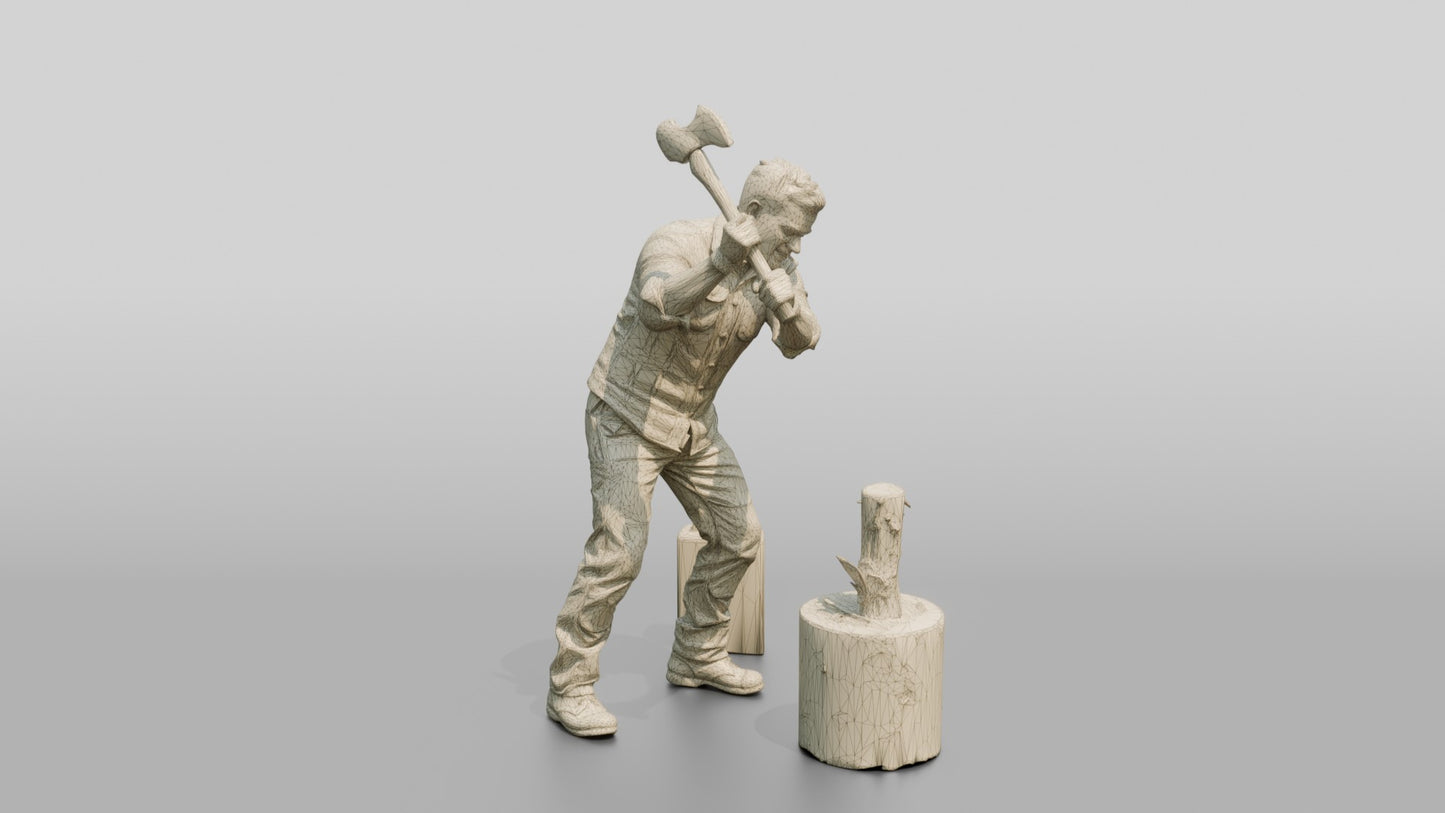 Norwegian Man Chopping Firewood