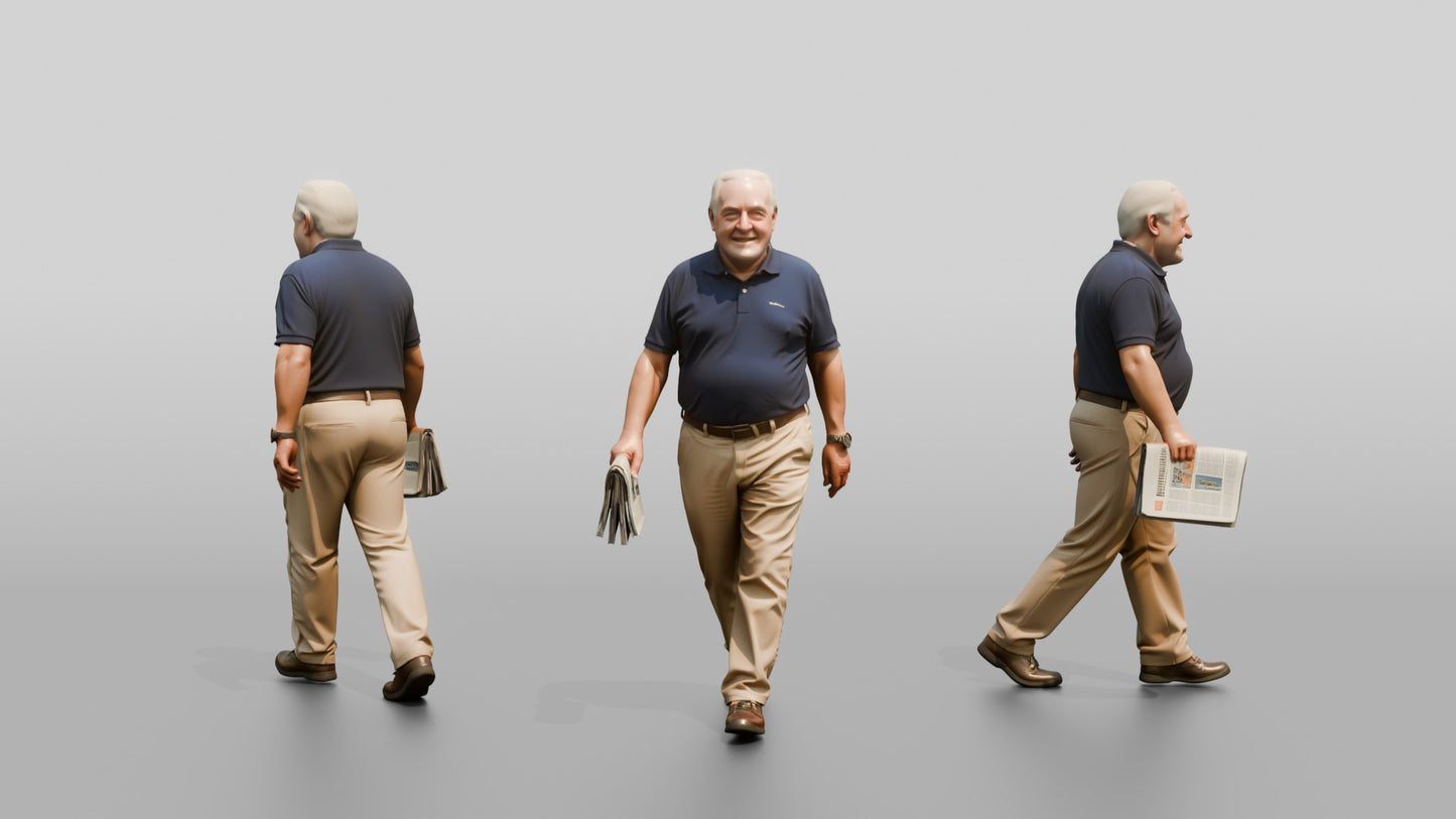Elderly Plus-Size Italian Gentleman Holding a Newspaper