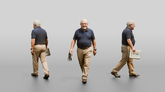 Elderly Plus-Size Italian Gentleman Holding a Newspaper