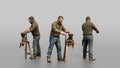 Farmer Operating Hand Cranked Corn Sheller