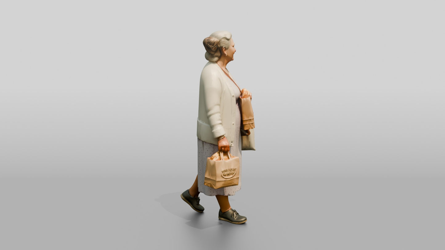 Elderly Curvy Greek Woman Holding Fresh Pastries