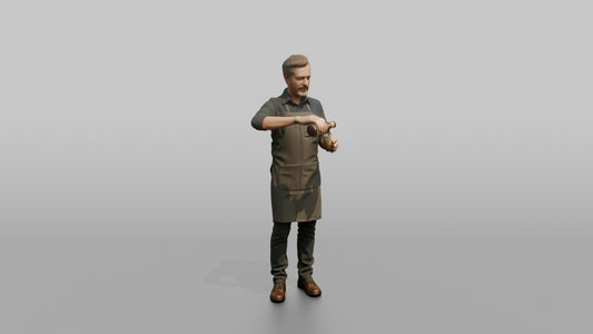 Bartender Man Pouring A Drink From A Bottle Into A Glass - 3D character model