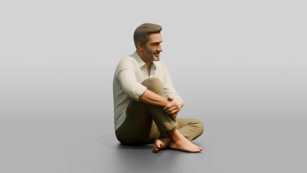 Man Seated Resting on His Knee