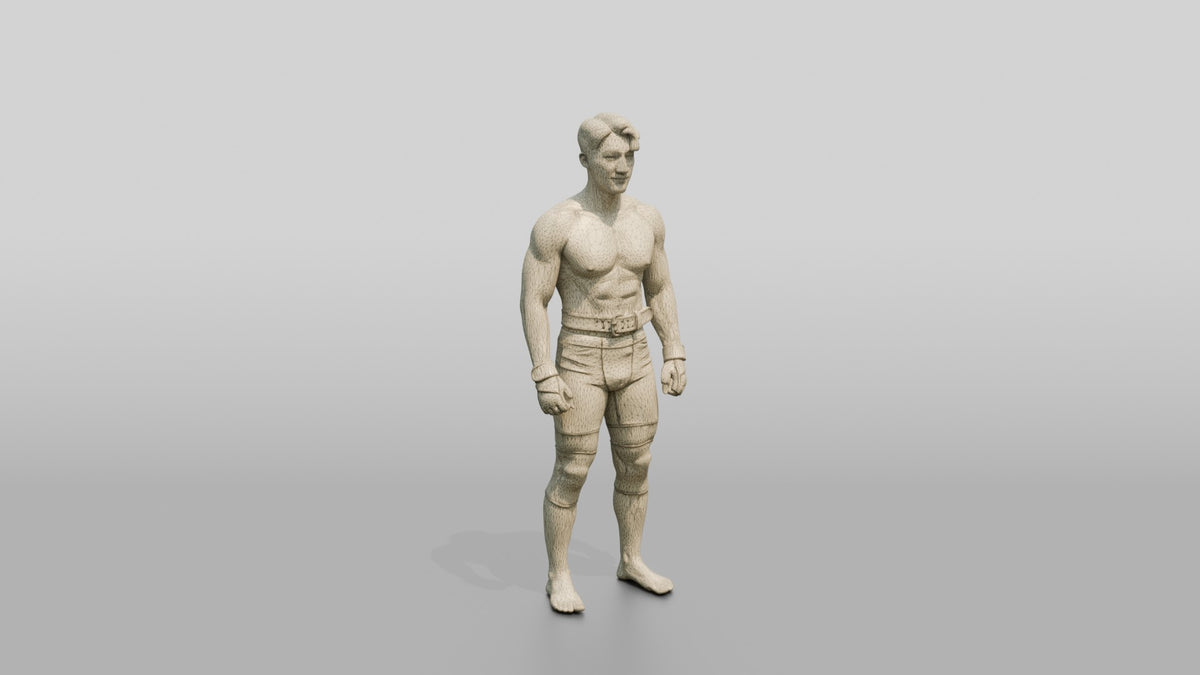 Man Standing in Gym Pose - wireframe topology preview