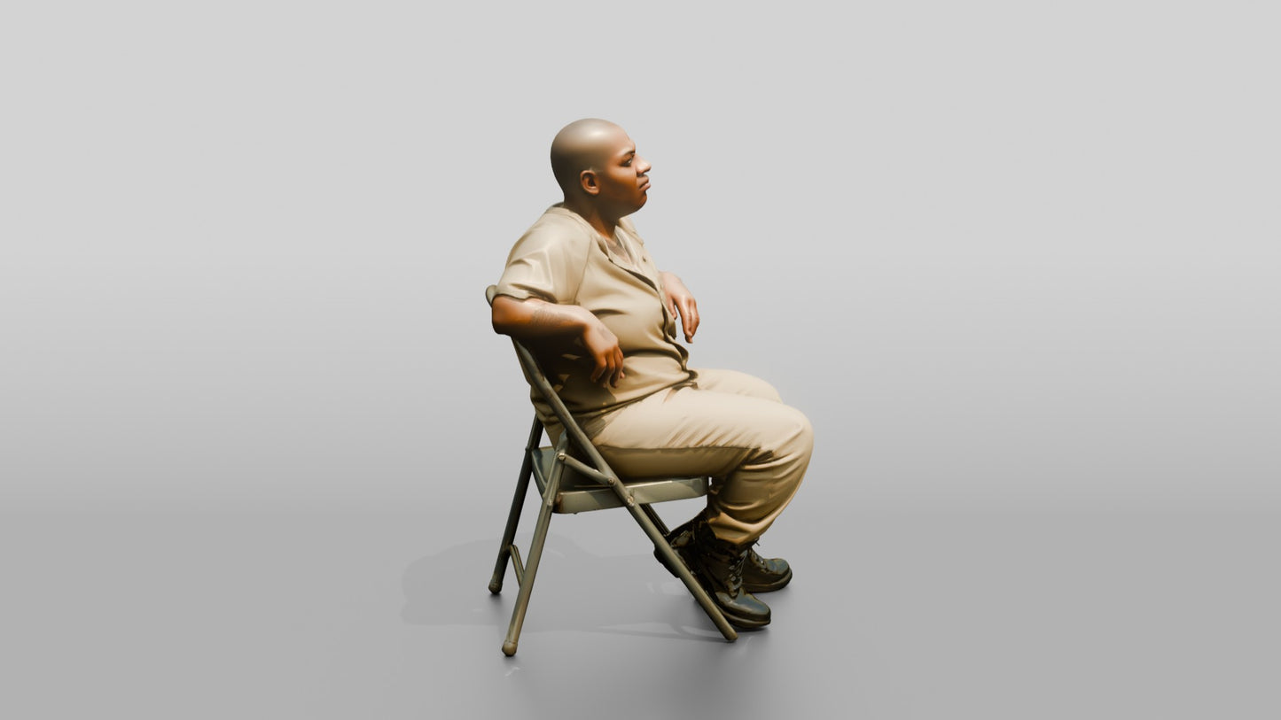 Black Female Prisoner in a Khaki Uniform