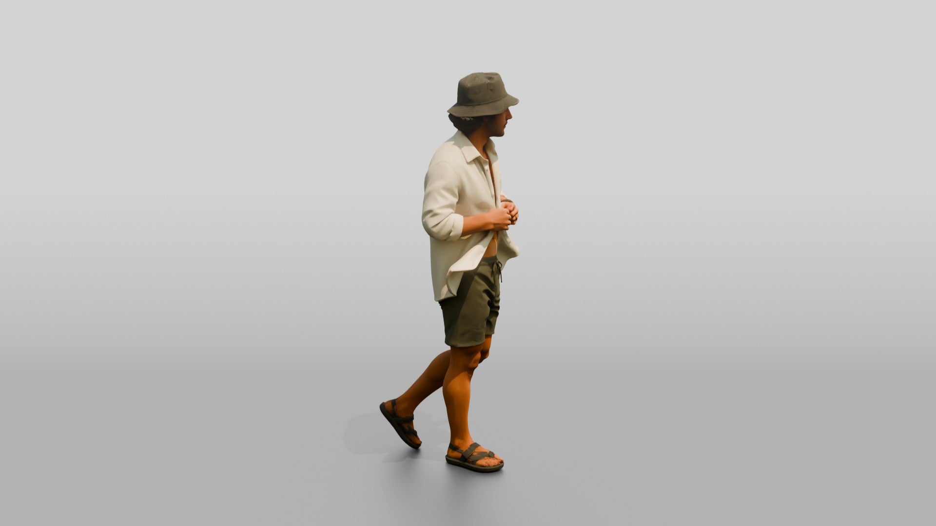 Man Unbuttoning Oversized Linen Shirt