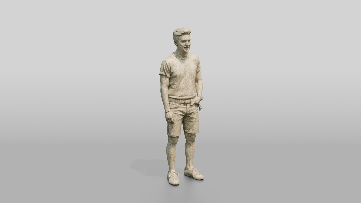 Caucasian Man in Vintage-Wash T-Shirt