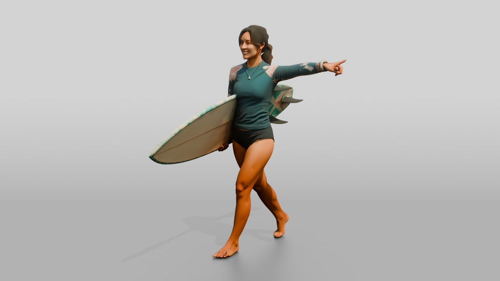 Woman Carrying Surfboard Toward the Waves