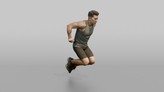Bodyweight Athlete Man Mid-rep Of A Tricep Dip - 3D character model
