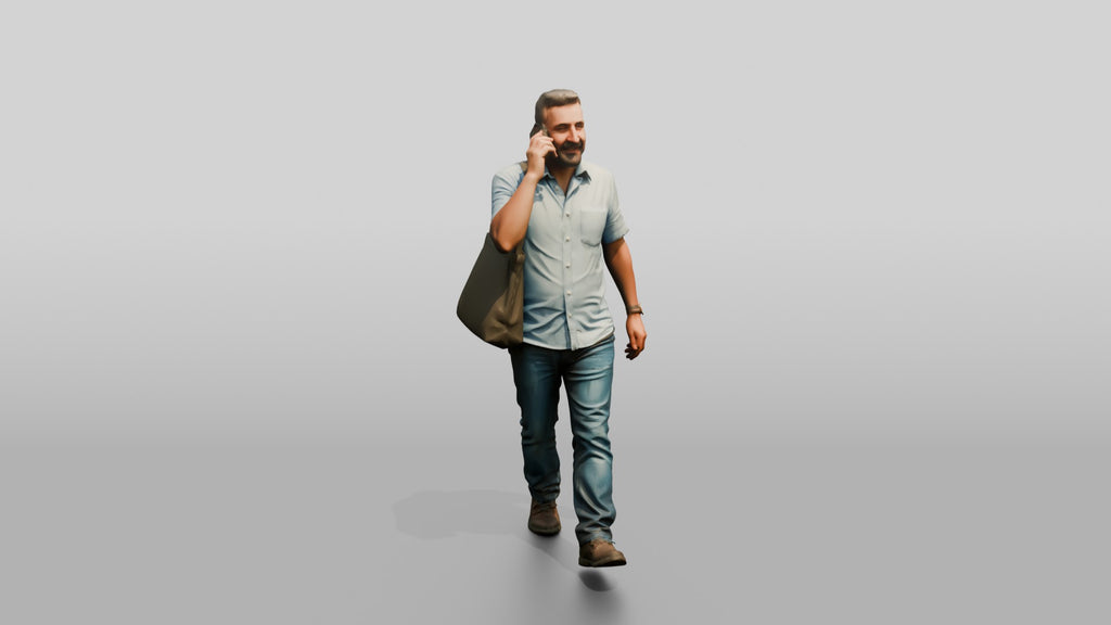 Middle-Aged Turkish Man Talking on His Phone