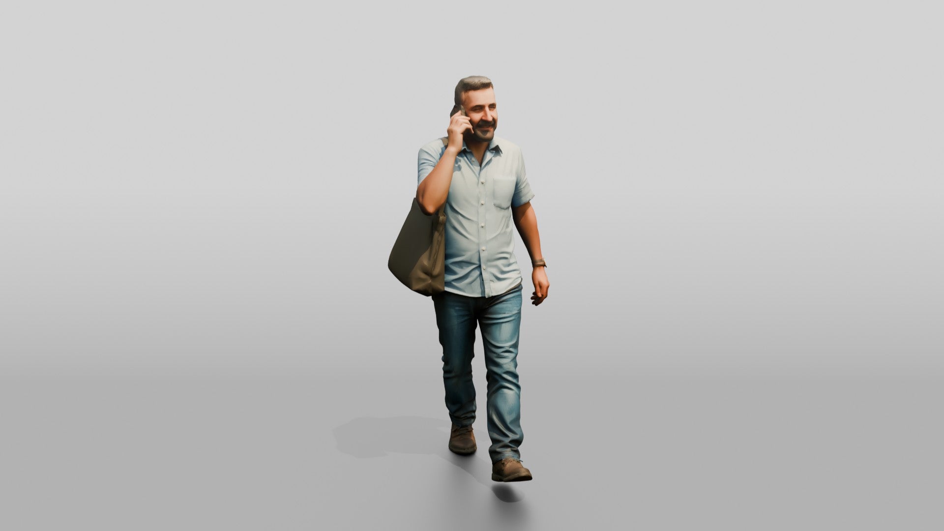 Middle-Aged Turkish Man Talking on His Phone