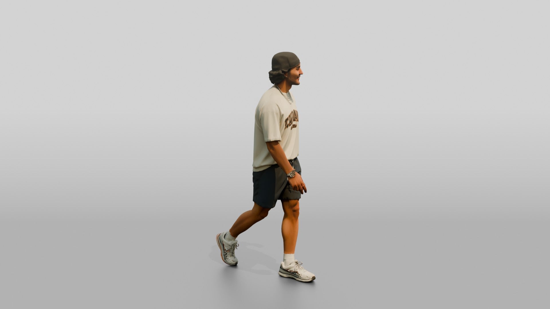 Latino Man Walking Confidently on the Boardwalk