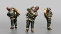 Firefighter Man Hoisting an SCBA Tank Onto His Back