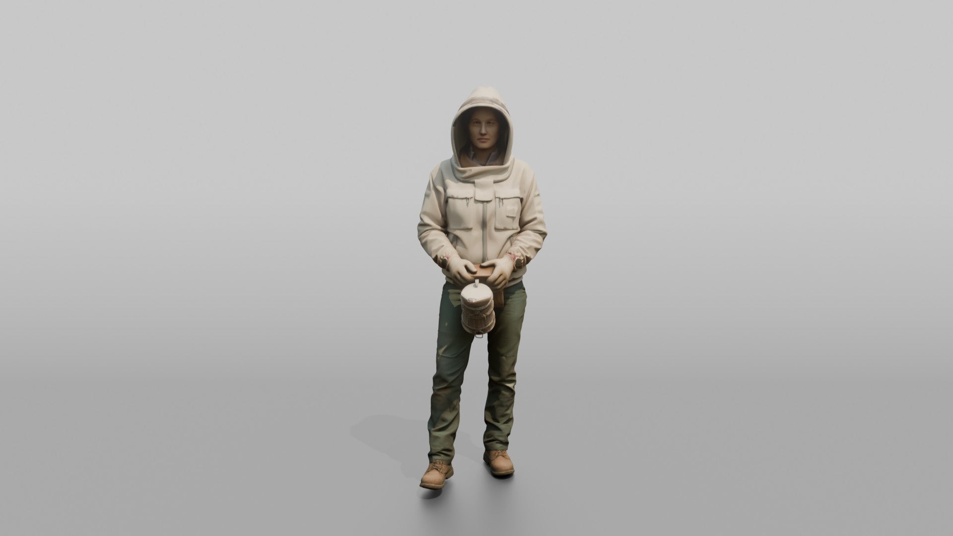 Farmer Holding Smoker Box Wearing Modern