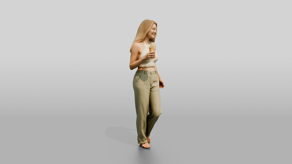 Woman with a Cocktail in Olive Pants