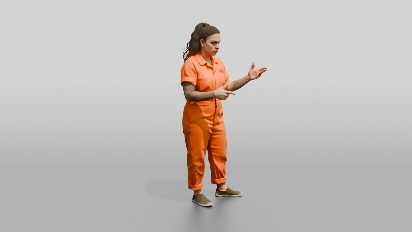 Middle Eastern Female Prisoner in an Orange Jumpsuit