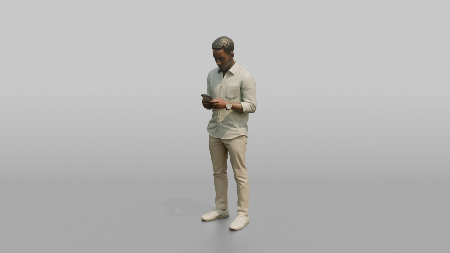 Vacationer Wearing Pastel Linen Shirt And Chinos