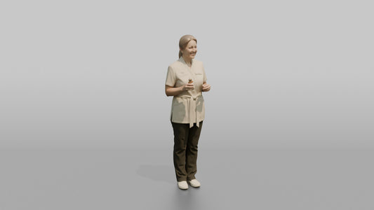 Esthetician Woman Holding A Cotton Pad And Small Bottle - 3D character model