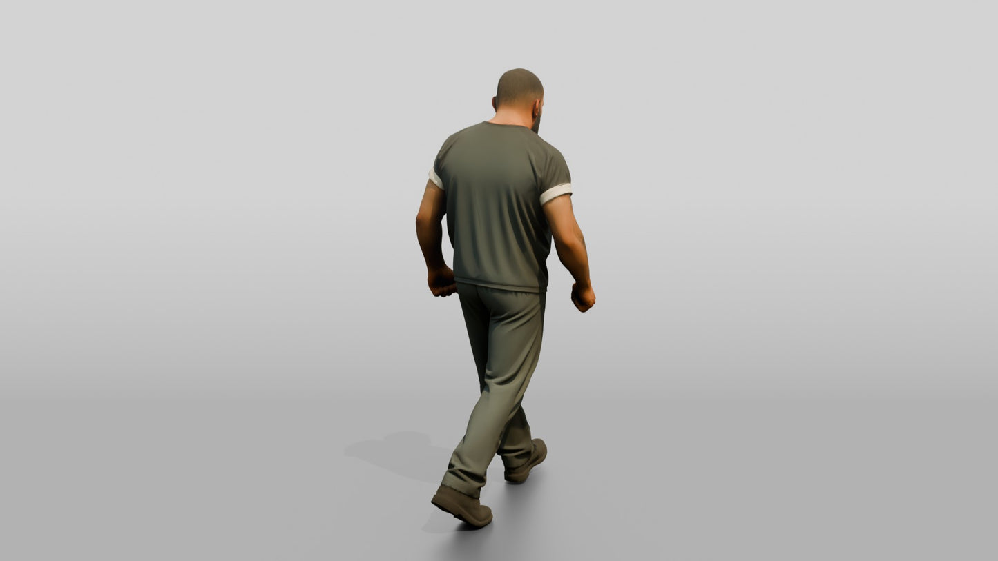 Middle Eastern Male Prisoner Pacing Forward