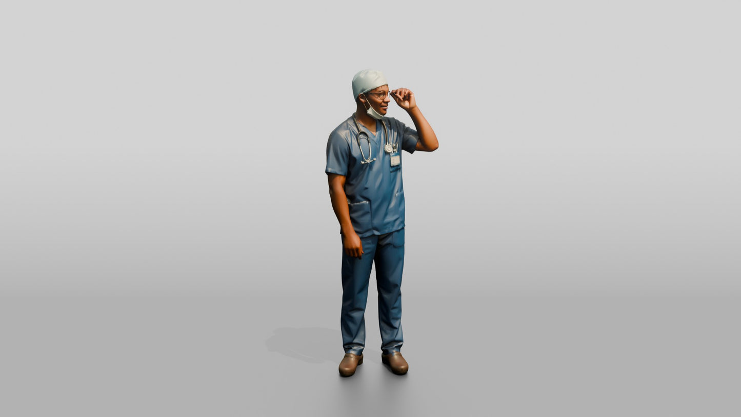 Young Black Man Doctor Adjusting Glasses