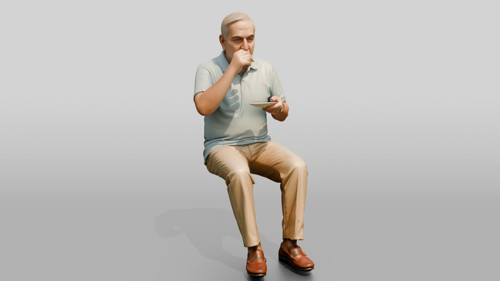 Elderly Turkish Man Sipping Tea on a Park Bench