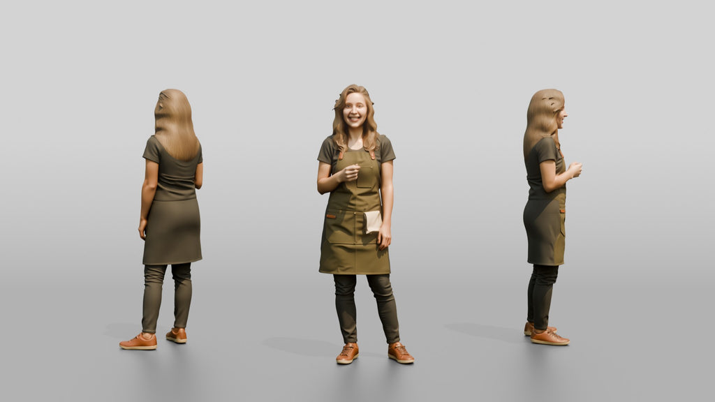 Young Woman Barista Laughing in Cafe