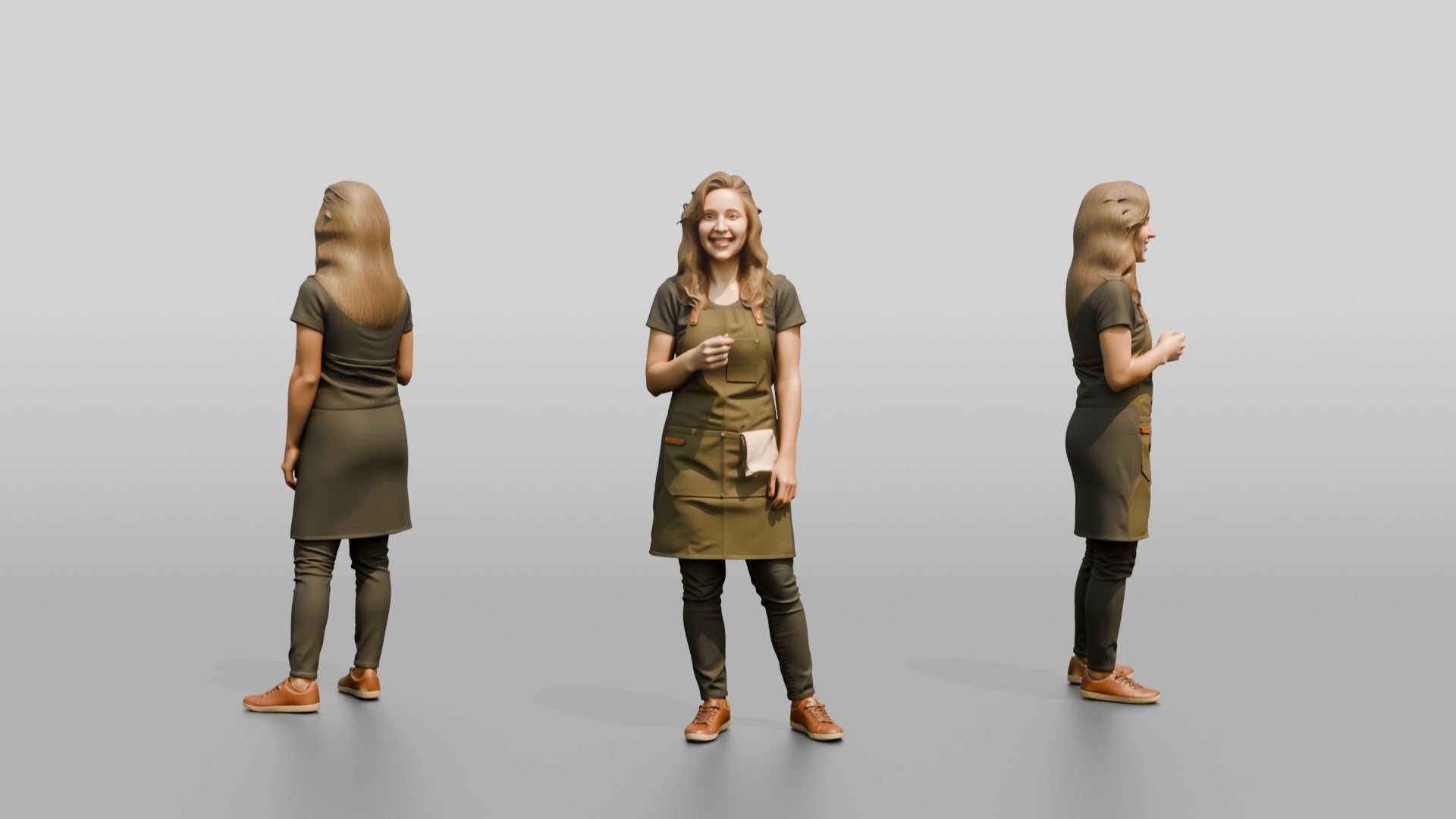 Young Woman Barista Laughing in Cafe