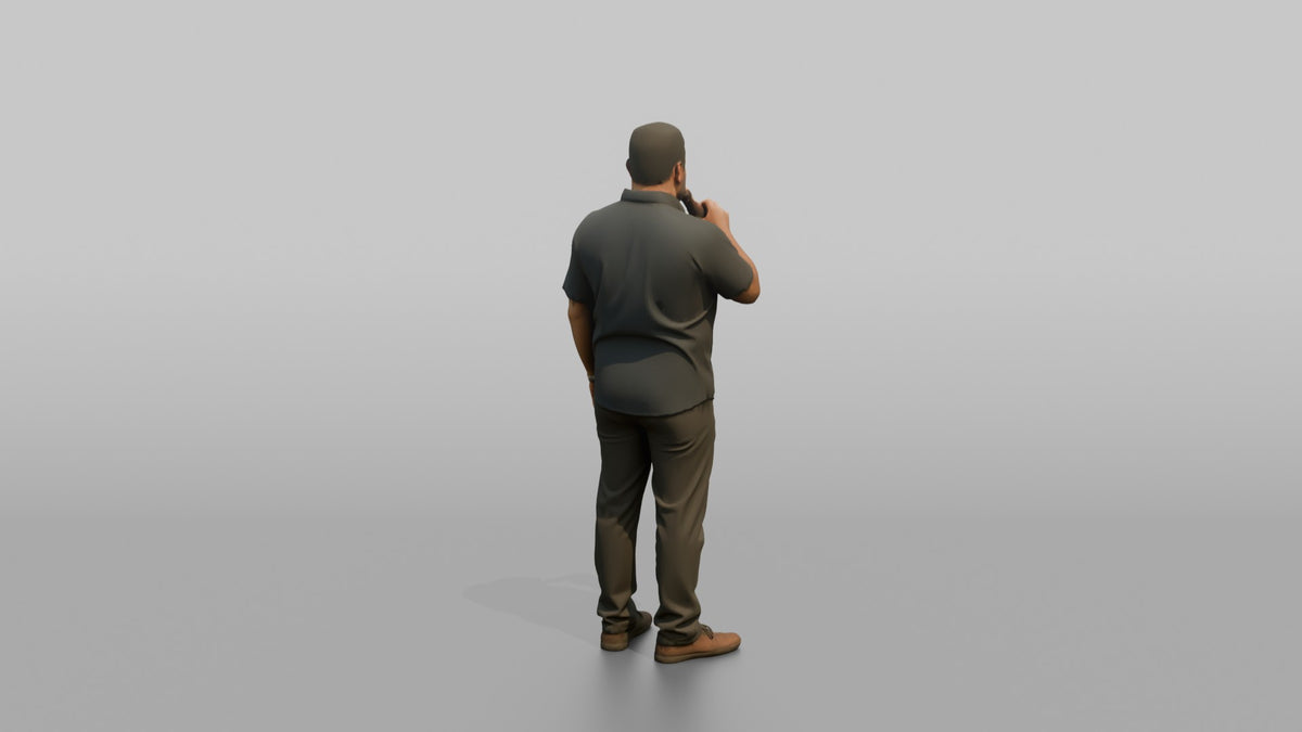 Patron Man Standing With A Beer Bottle In One Hand - 3D character model, view 3