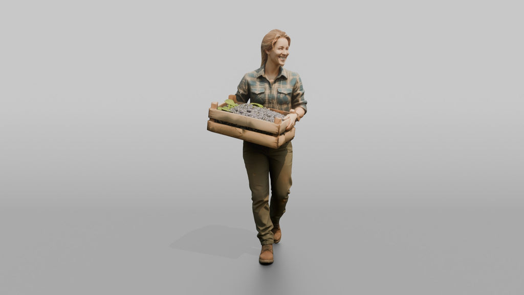 Farmer Carrying Wooden Crate Of Freshly Picked Wine