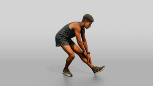 Athletic Young Moroccan Man Stretching Before a Run - 3D character model, view 1